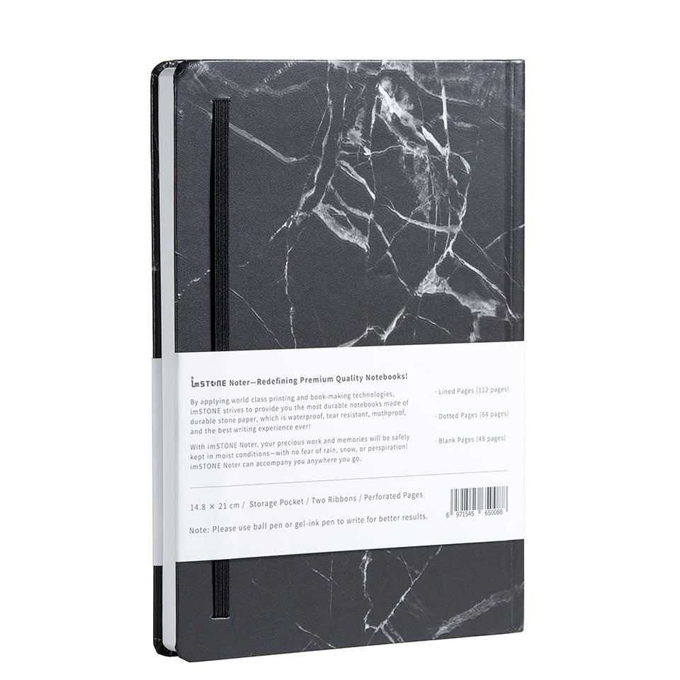 RockBook, A5 Hardcover; black marble rear cover.