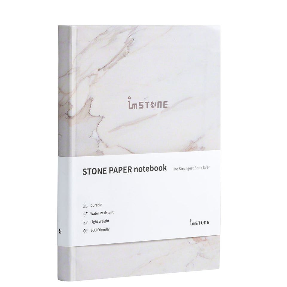 RockBook, A5 Flexible Cover; white marble front cover.