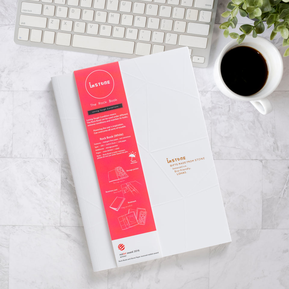 imSTONE White Rock Book (Red Dot Award Stone Paper Notebook)