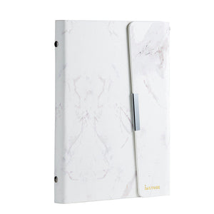 Anti-Theft Stone Binder; white marble, front side.