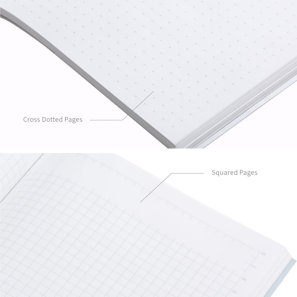 Gray Rock Book comes with cross dotted pages and squared pages.