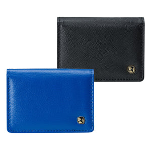 Stone Business Card Wallet; blue at the front, black at the rear.